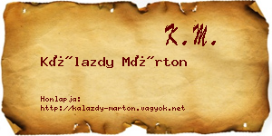 Kálazdy Márton névjegykártya